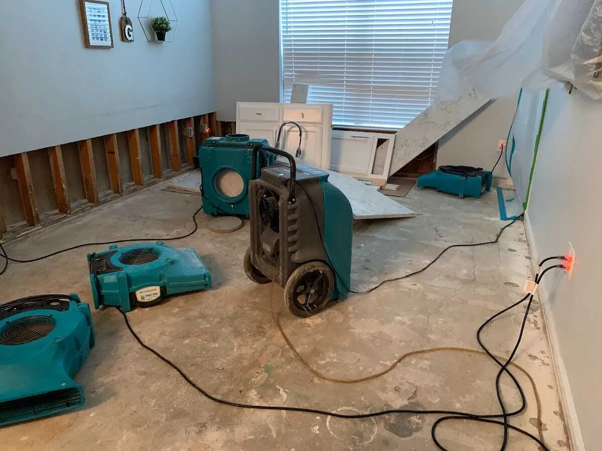 Dehumidifier in flood-cut room for Water Damage Restoration in Gardena